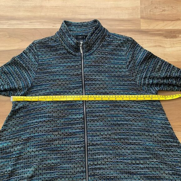 Comfy USA Top Womens Size Medium Blue Multicolor Marled Knit Full Zip Tunic Top - Picture 3 of 8